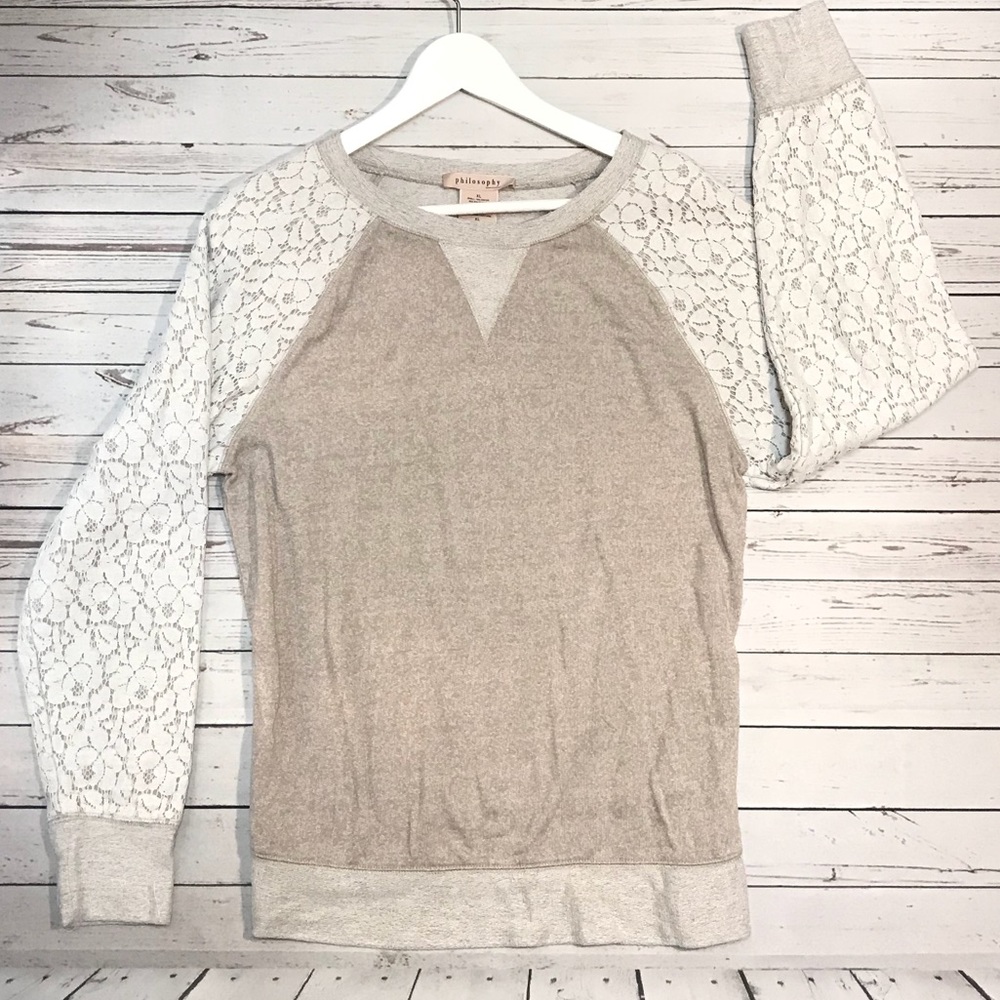 Tan Lace Crewneck
